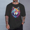 Colorido Lobo Arte Amante Lobos Espíritu Animal Multicolor Arte Sin Mangas Camiseta unisex Regalos para él