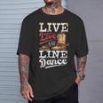 Cowboy Cowgirl Dancing Live Western Line Bailando Regalos Cuello Camiseta unisex Regalos para él