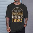 Cumpleaños Hombre Regalos Las Leyendas Febrero 1980 Camiseta unisex Regalos para él