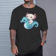 Cute Axolotl Riding A Seahorse Axolotls And Seahorses T-Shirt Gifts for Him