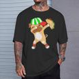 Damen Puppy Dabbing Mexican Taco Food Cute Dog Bulldog Mit-Ausschnitt T-Shirt Geschenke für Ihn
