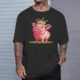 Divertido Cerdo Con Corona Para Los Amantes Del Reino Y Los Cerditos Camiseta unisex Regalos para él