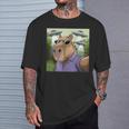 Divertido Gráfico Capybara Selfie Con Ovnis Raro Camiseta unisex Regalos para él