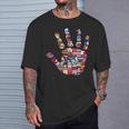Flaggen Der Welt Handprint Travel Anti Racism T-Shirt Geschenke für Ihn