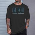 Freeport Long Island NY Oars Blue Lettering T-Shirt Gifts for Him