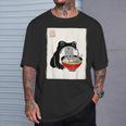 Grumpy Frog Ramen Sumi-E Kawaii Ink Painting Japanese T-Shirt Gifts for Him