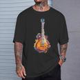 Guitar Player Gittare Watercolour Splash Electric Guitar T-Shirt Geschenke für Ihn