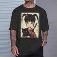 Japanese Gothic Kawaii Anime Samurai Cat Mom Woman Girls T-Shirt Gifts for Him