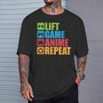 Lift Anime Game Repeat Gym For Geeks And Nerds T-Shirt Geschenke für Ihn