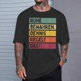 Peace Keep Dennis Regelt The Saying In Retro Colours T-Shirt Geschenke für Ihn