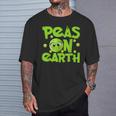 Peas On Earth Peace On Earth Foodie Pun Meme T-Shirt Gifts for Him