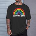 Pride Rainbow Shirt Rainbow Shirt For Women Serving God T-Shirt Gifts for Him