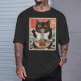Retro Cat Ramen Japanese Graphic Kawaii Cat Anime T-Shirt Gifts for Him