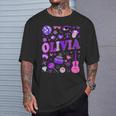 Retro Girl Olivia First Name Personalized Groovy 80'S T-Shirt Gifts for Him