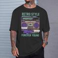 Retro Style Music Forever Young Radio Cassette S T-Shirt Geschenke für Ihn
