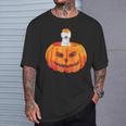 Silkie Chicken Happy Halloween Pumpkin Farm Animal Lover T-Shirt Gifts for Him
