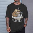 Sloth Sleep At Cup Of Coffee Sloth Sloffee T-Shirt Gifts for Him