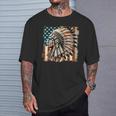 Vintage Native American Indian Chief American Usa Flag T-Shirt Gifts for Him