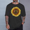 Vintage Sunflower Peace Sign Retro 70S Hippie Flower Power T-Shirt Geschenke für Ihn