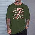Red And White Candy Cane Santa Christmas T-Shirt Gifts for Him