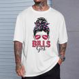 Bills Girl Messy Bun Fan Team T-Shirt Gifts for Him