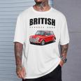 British Classic Car Red Mini Sports Car Gray T-Shirt Geschenke für Ihn