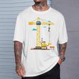 Children's 2Nd Birthday Boys With Crane And Digger Construction Site T-Shirt Geschenke für Ihn