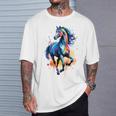 Children's Colourful Horse In Gallop Cute Horses Girls Stable And Riding Blue T-Shirt Geschenke für Ihn