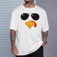 Cute Turkey Face With Sunglasses Thanksgiving T-Shirt Gifts for Him