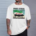 Free Syria Syria Revolution Freedon Flag Blue T-Shirt Geschenke für Ihn