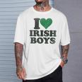 St Patrick Day I Love Irish Boys I Heart Irish Boys T-Shirt Gifts for Him