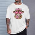 Highland Cow Valentine's Day Heart Coquette Bow Girl Women T-Shirt Gifts for Him