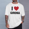 I Love Girona Ciudad En España Con Red Love Heart Camiseta unisex Regalos para él