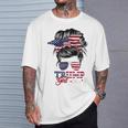 Trump Girl No Apologies Messy Bun Trump 2024 Bandera Estadounidense Camiseta unisex Regalos para él