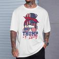 Trump Lady Inauguration Day 2025 Messy Bun American Flag T-Shirt Gifts for Him