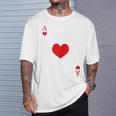 Women's Heart Ass Costume Playing Card Game Poker Skat Carnival T-Shirt Geschenke für Ihn