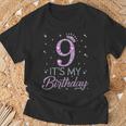 9 It's My Birthday Pink Crown Happy 9Th Birthday Girl T-Shirt Geschenke für alte Männer