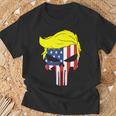 Camisa Trump Hair Skull Para El 4 De Julio Regalo Con La Bandera Estadounidense De Trump Camiseta unisex Regalos para ancianos