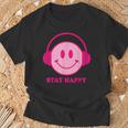 Chillibes 70S Pink Smile Face Music Headphones Happy Face T-Shirt Geschenke für alte Männer