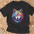 Colorido Lobo Arte Amante Lobos Espíritu Animal Multicolor Arte Sin Mangas Camiseta unisex Regalos para ancianos
