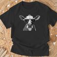 Cool Holstein Head With Sunglasses Farmer Cow Motif T-Shirt Geschenke für alte Männer