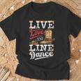 Cowboy Cowgirl Dancing Live Western Line Bailando Regalos Cuello Camiseta unisex Regalos para ancianos