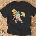 Damen Mexican Taco Cat Food Wide Brimmed Cute Sombrero Hat Mit-Ausschnitt T-Shirt Geschenke für alte Männer