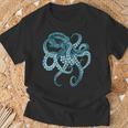 Deep Sea Blue Octopus In Combat Posture T-Shirt Geschenke für alte Männer