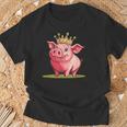 Divertido Cerdo Con Corona Para Los Amantes Del Reino Y Los Cerditos Camiseta unisex Regalos para ancianos