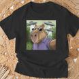 Divertido Gráfico Capybara Selfie Con Ovnis Raro Camiseta unisex Regalos para ancianos