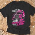 Echte Frauen Fahren Einen Großen Dienstwagen Lkw Fahrerin T-Shirt Geschenke für alte Männer