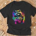 Future Raccoon Dj Retro Party Dj Badger Synthwave T-Shirt Geschenke für alte Männer