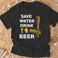 Guardar Agua Bebida Cerveza Citas Divertidas Cerveza Beber Camiseta unisex Regalos para ancianos