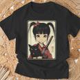 Japanese Gothic Kawaii Anime Samurai Cat Mom Woman Girls T-Shirt Gifts for Old Men